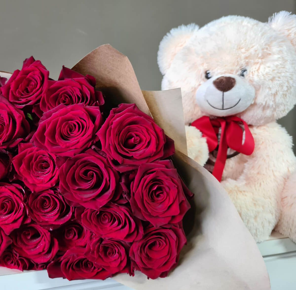 35 rosas con peluche, MyFlower, 35 roses with teddy bear