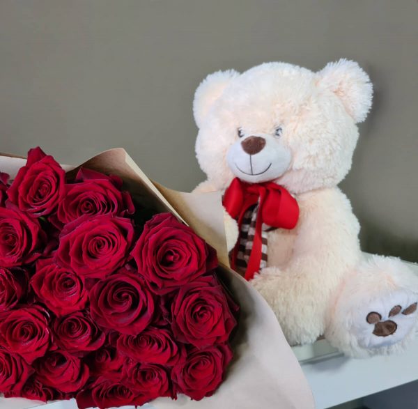 35 rosas con peluche, MyFlower, 35 roses with teddy bear